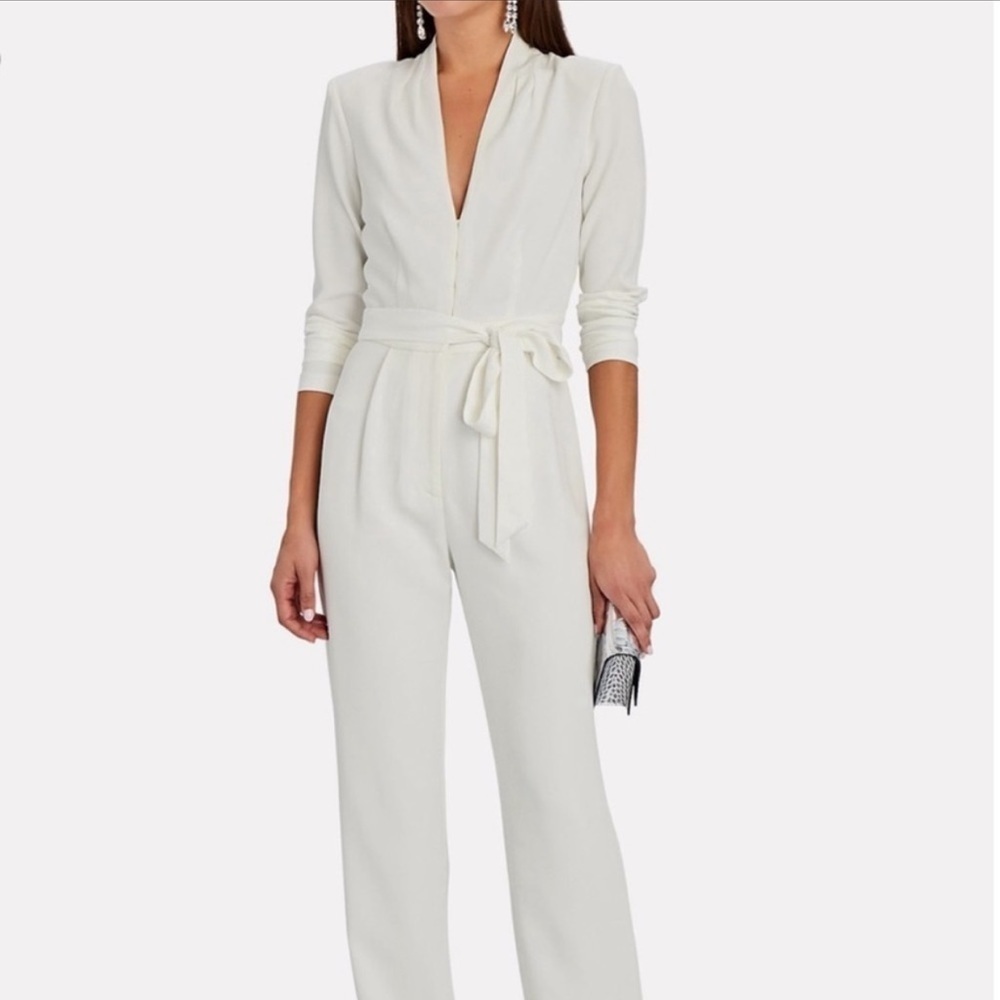 Intermix- White Long-sleeve Wide Leg Jumpsuit